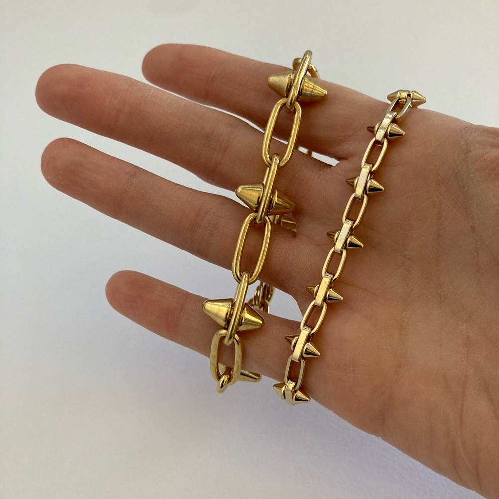 New Vanessa Mooney spike chain chunky layering bracelet gold or silver